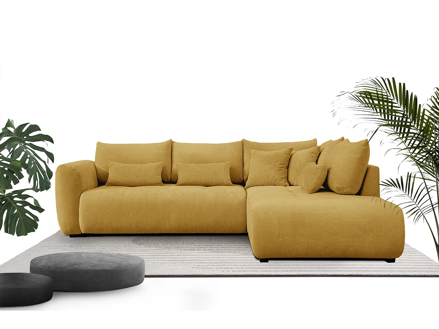 Ecksofa 5-Sitzer rechts SORENO, gelb