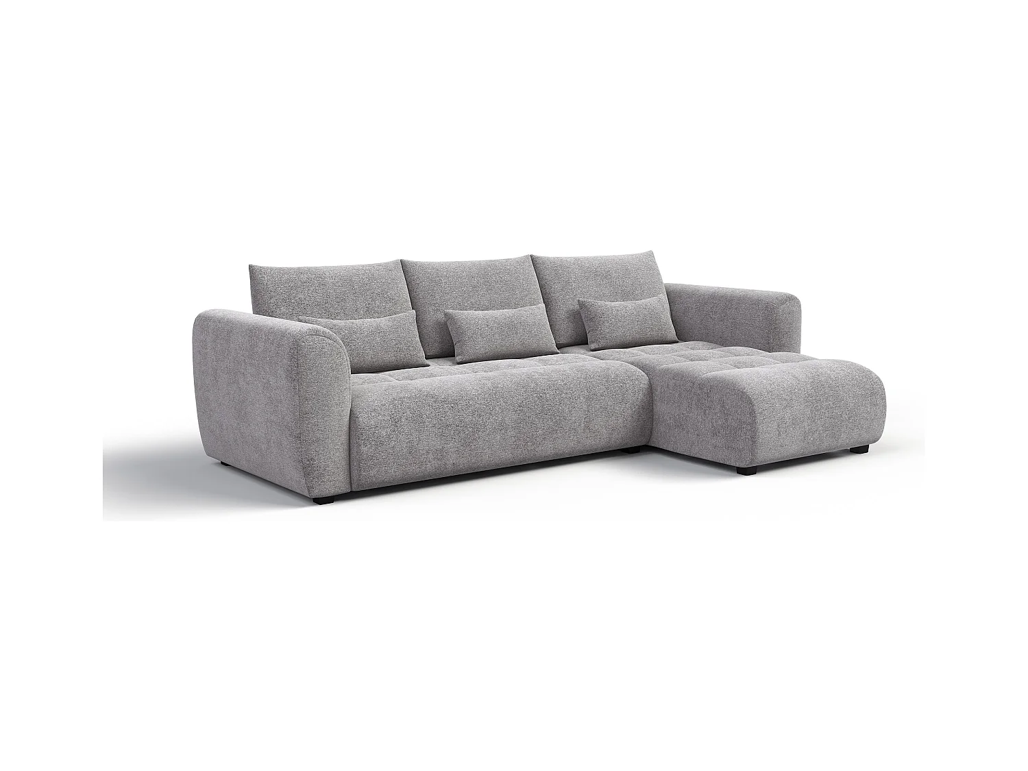 Canapé d'angle 4 places SORENO, tissu gris
