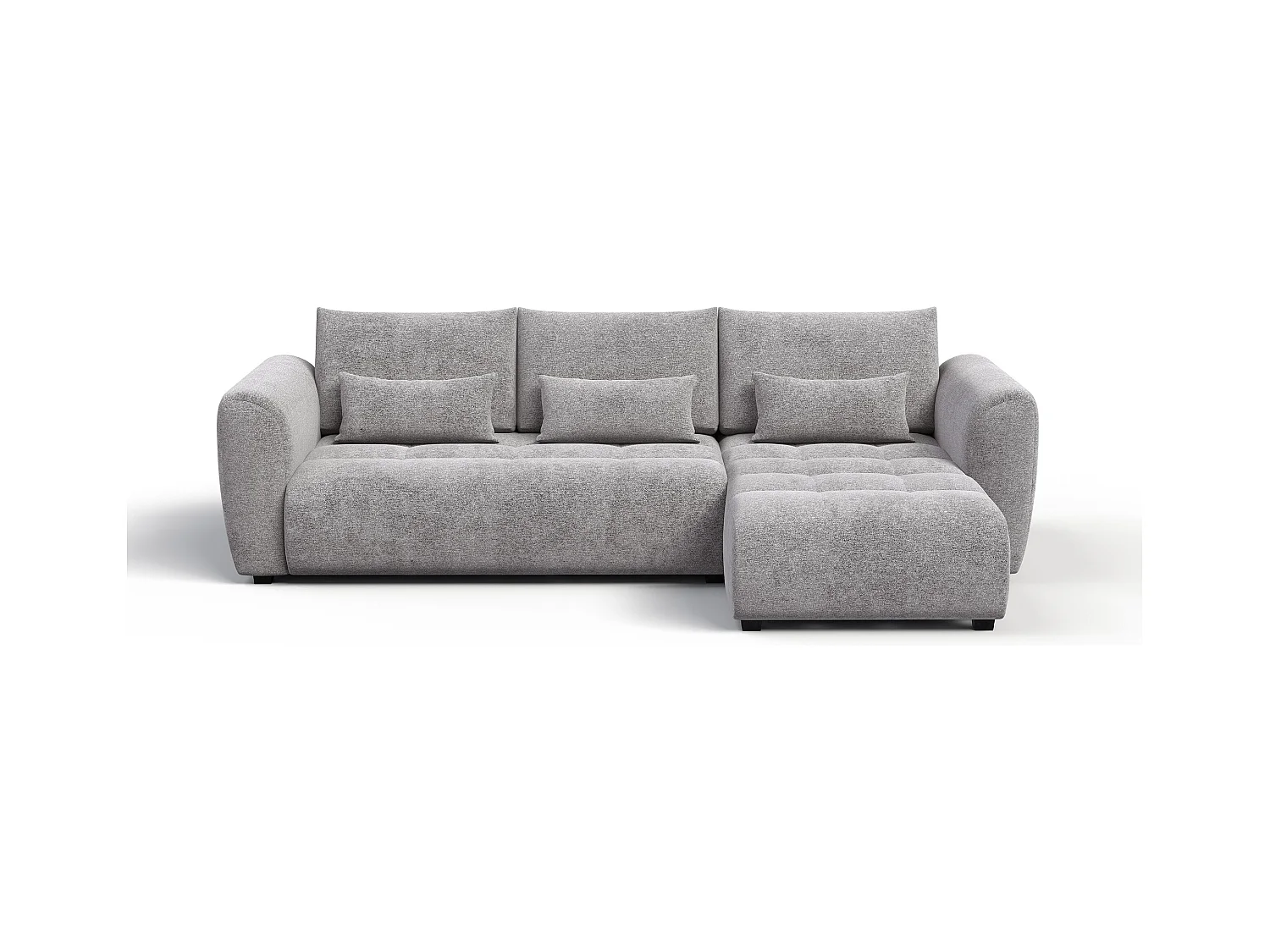 Canapé d'angle 4 places SORENO, tissu gris