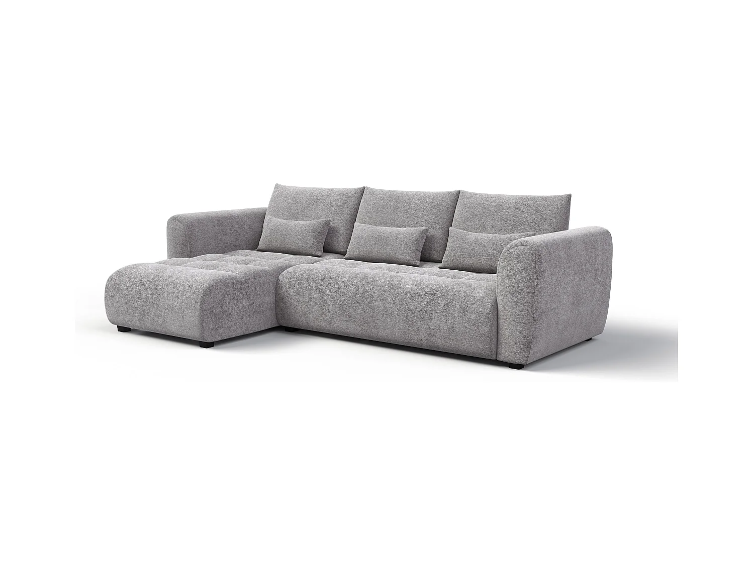 Canapé d'angle 4 places SORENO, tissu gris