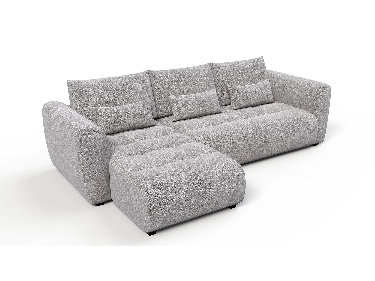 Canapé d'angle 4 places SORENO, tissu gris