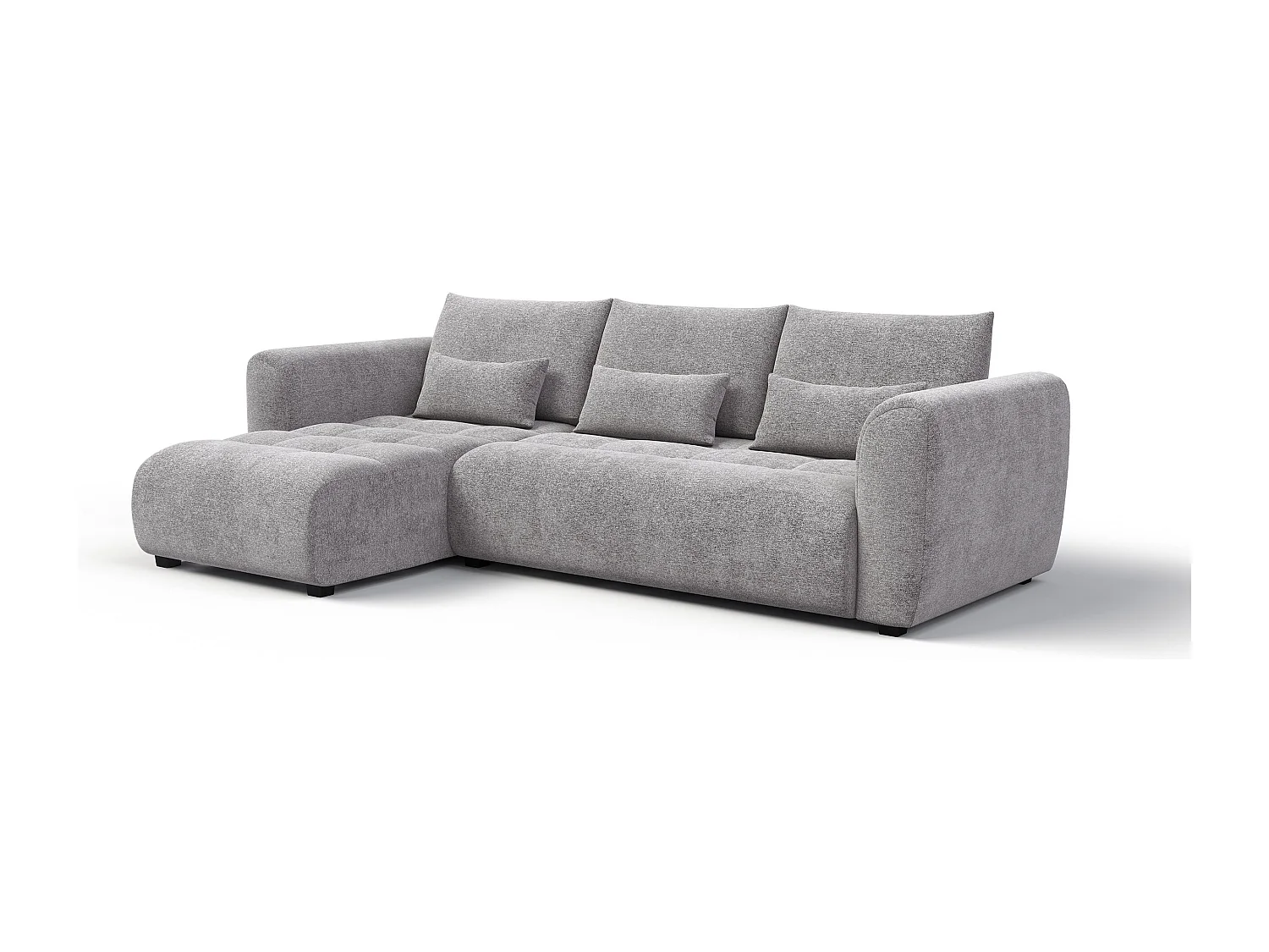 Canapé d'angle 4 places SORENO, tissu gris