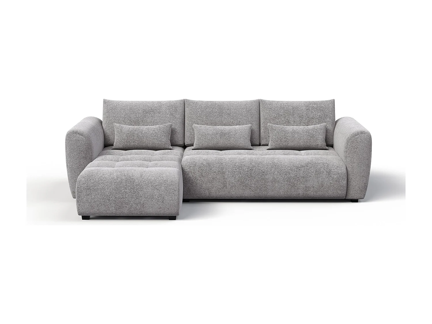 Canapé d'angle 4 places SORENO, tissu gris