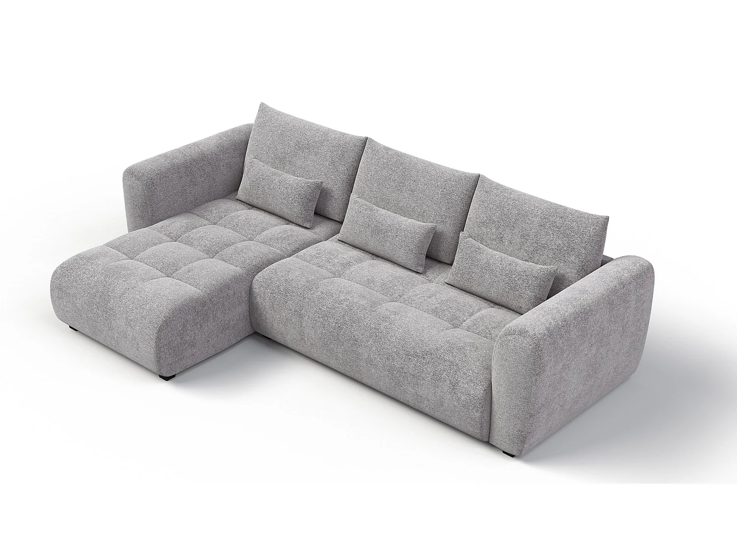 Canapé d'angle 4 places SORENO, tissu gris