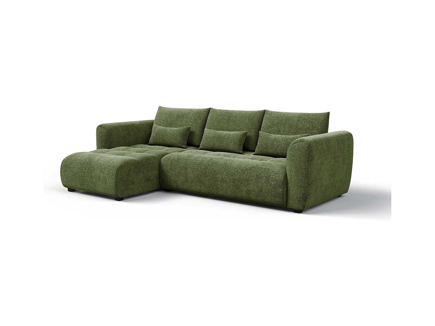 Canapé d'angle 4 places SORENO, tissu vert