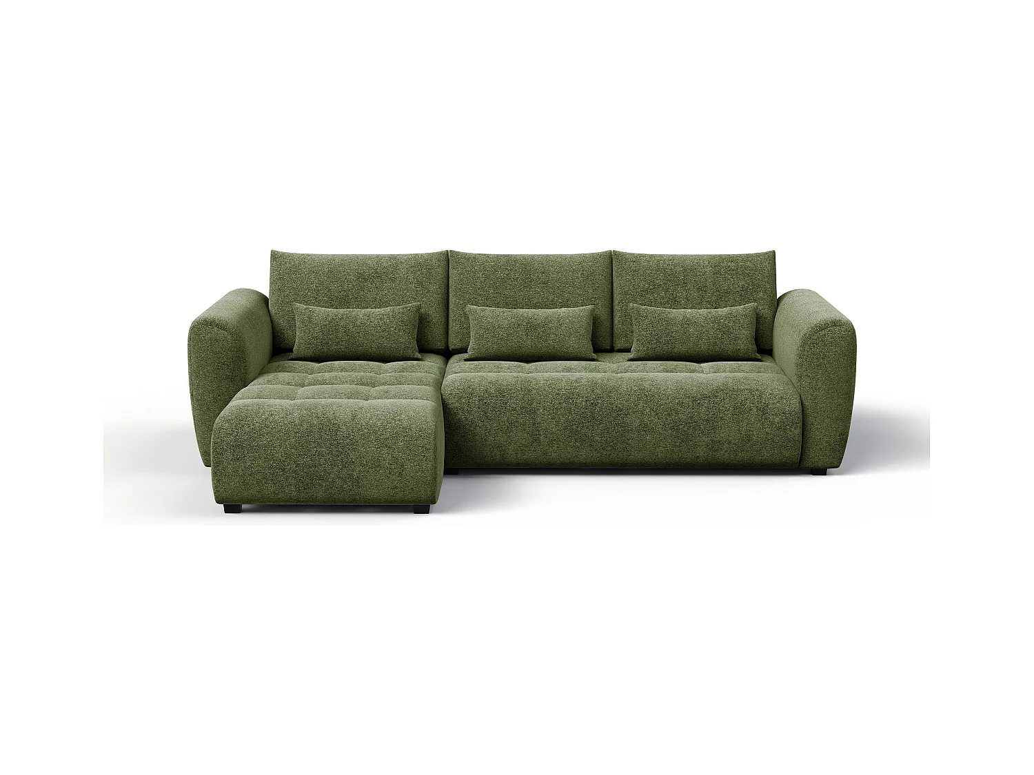 Canapé d'angle 4 places SORENO, tissu vert
