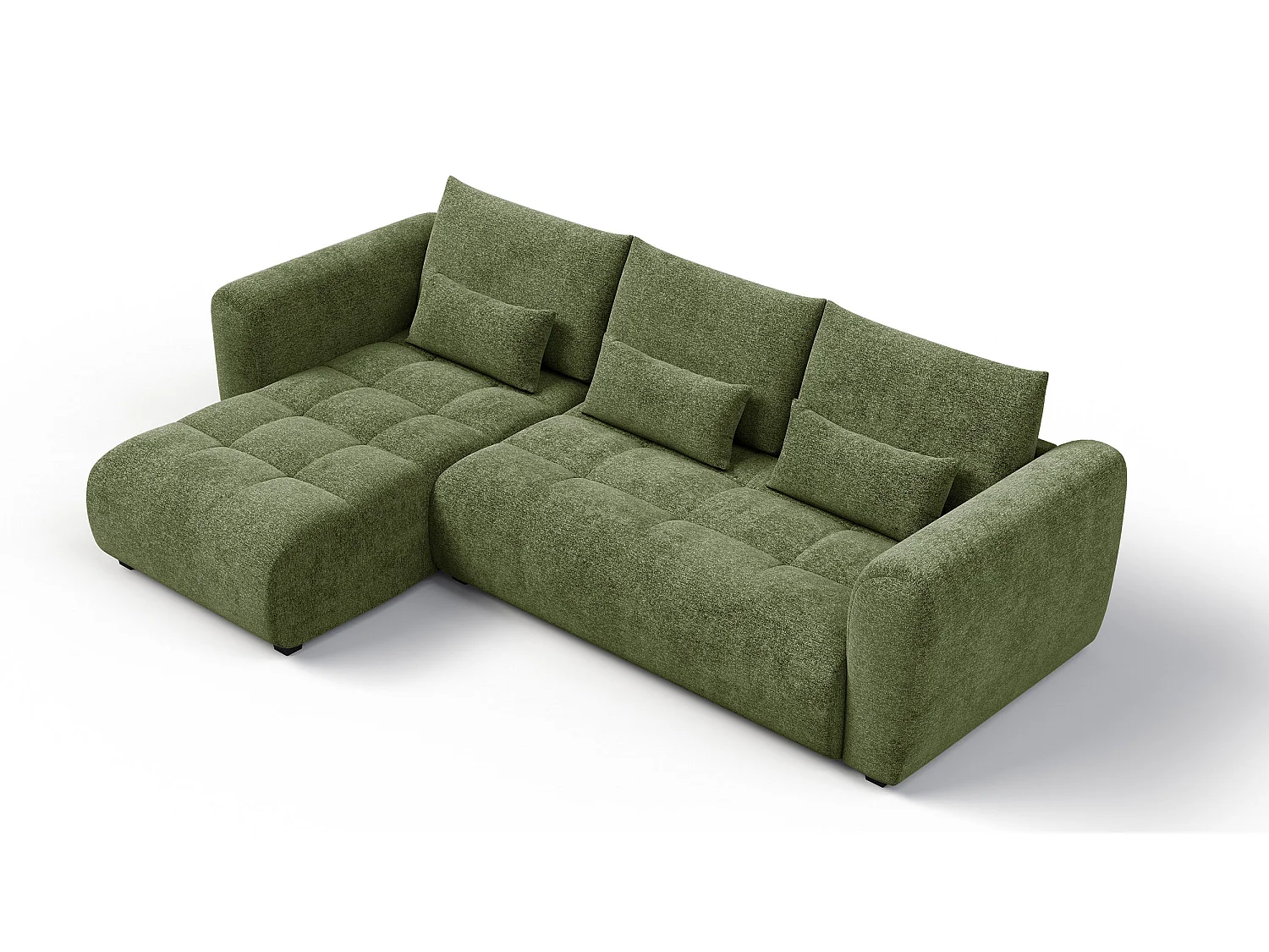 Ecksofa 4-Sitzer links SORENO, dunkelgrün