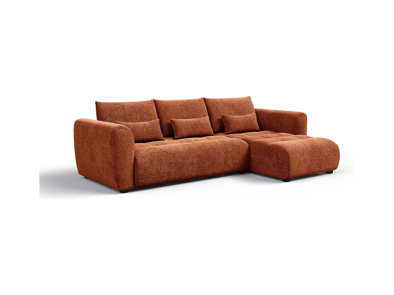 Canapé d'angle 4 places SORENO, tissu orange