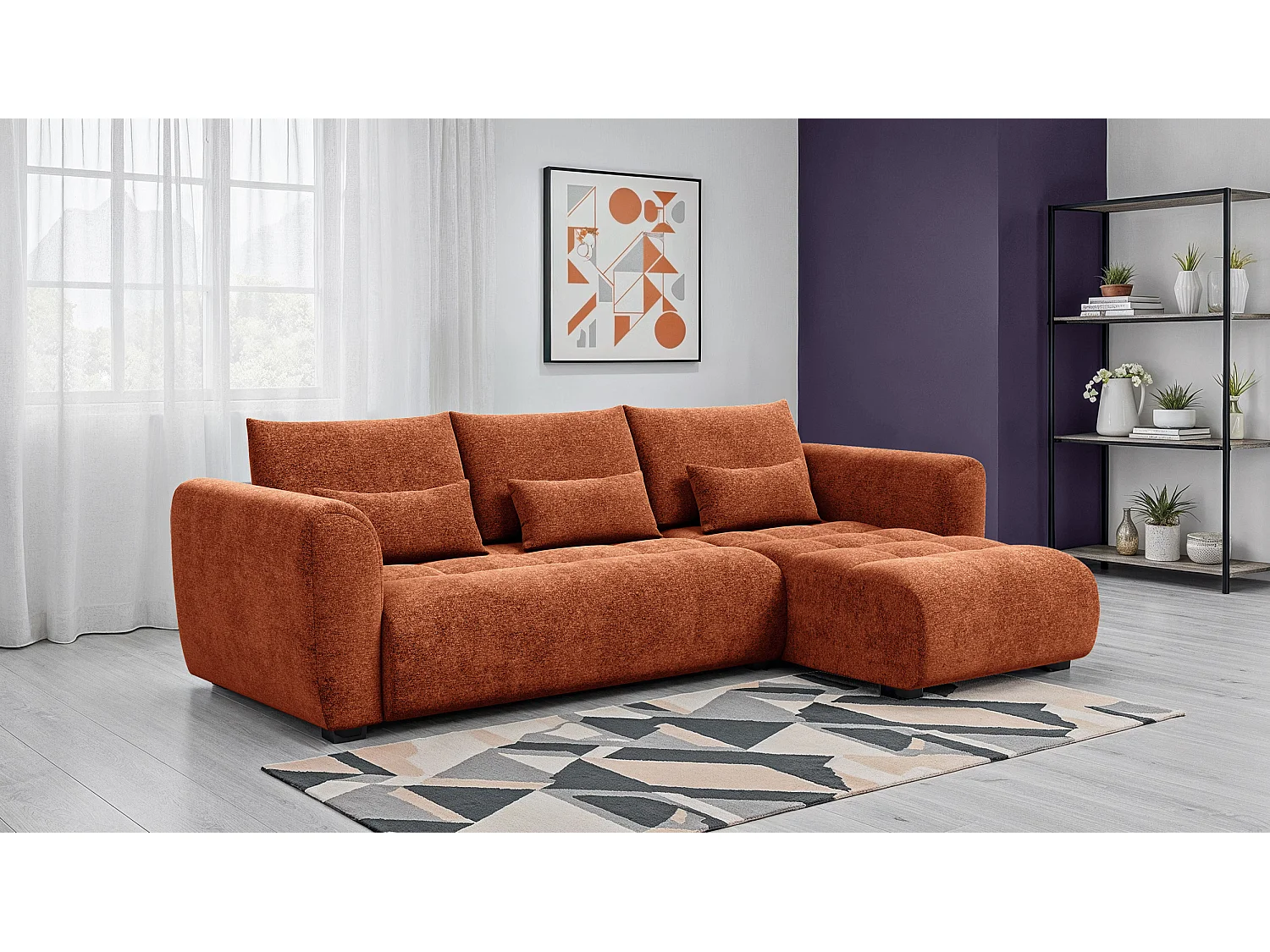 Ecksofa 4-Sitzer rechts SORENO, orange