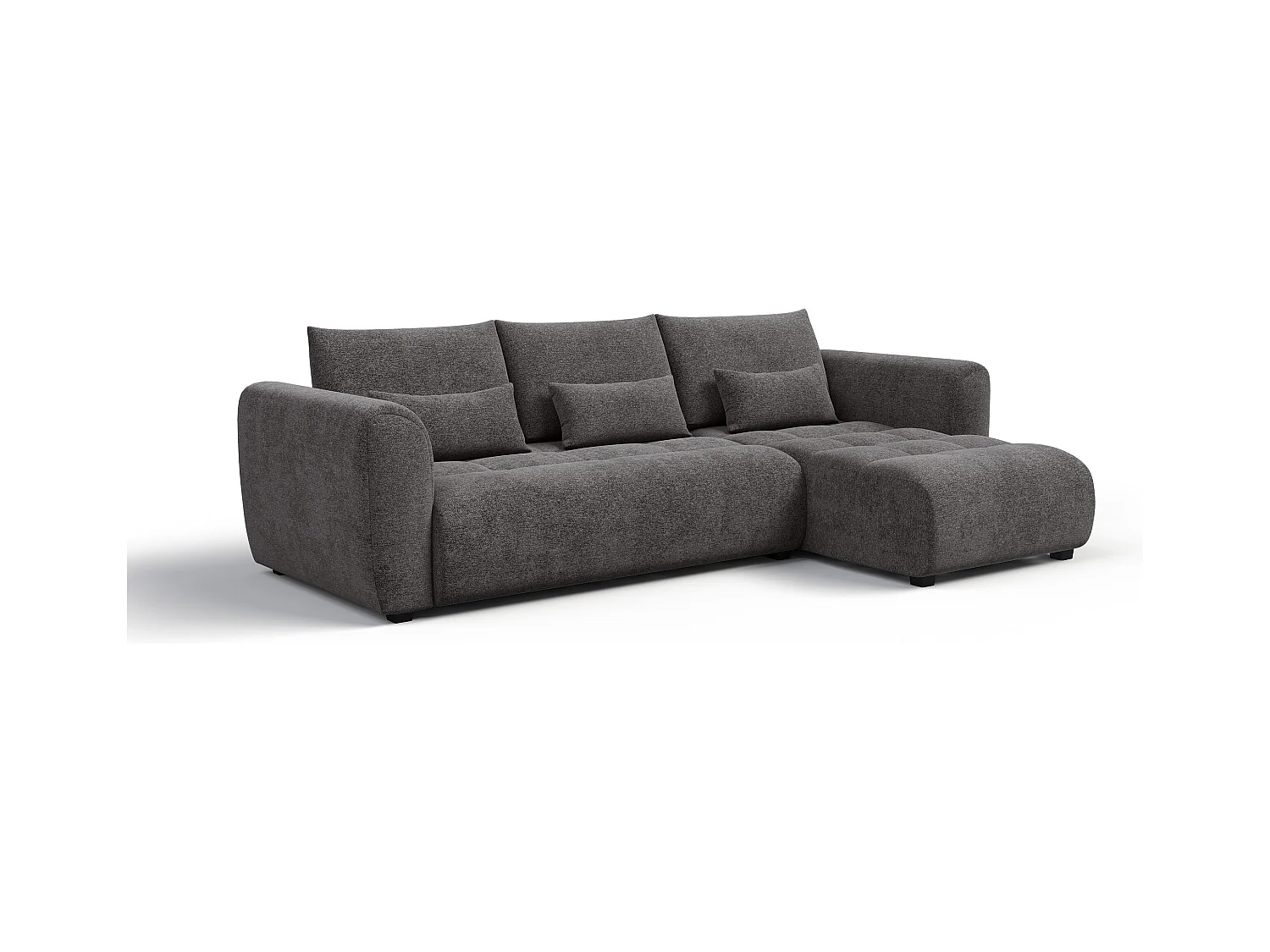 Canapé d'angle 4 places SORENO, tissu gris foncé