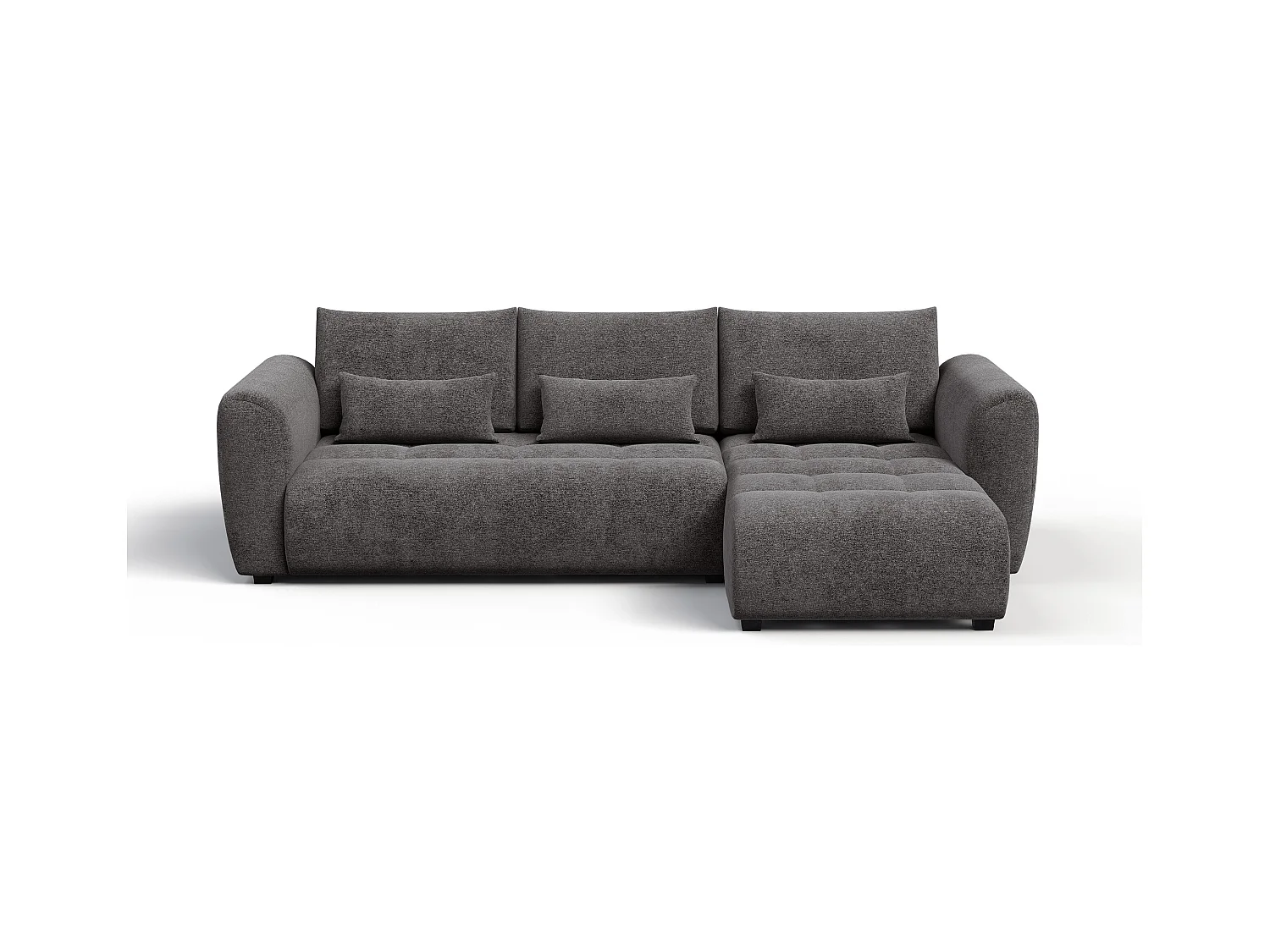 Canapé d'angle 4 places SORENO, tissu gris foncé