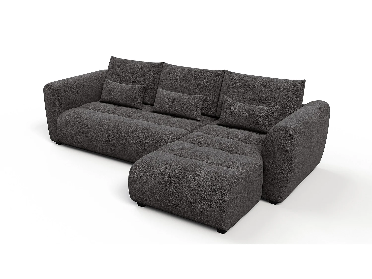 Canapé d'angle 4 places SORENO, tissu gris foncé