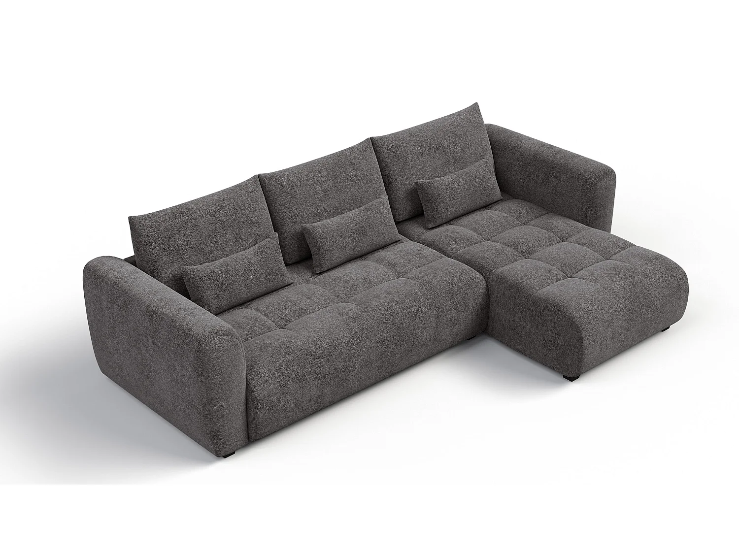 Canapé d'angle 4 places SORENO, tissu gris foncé