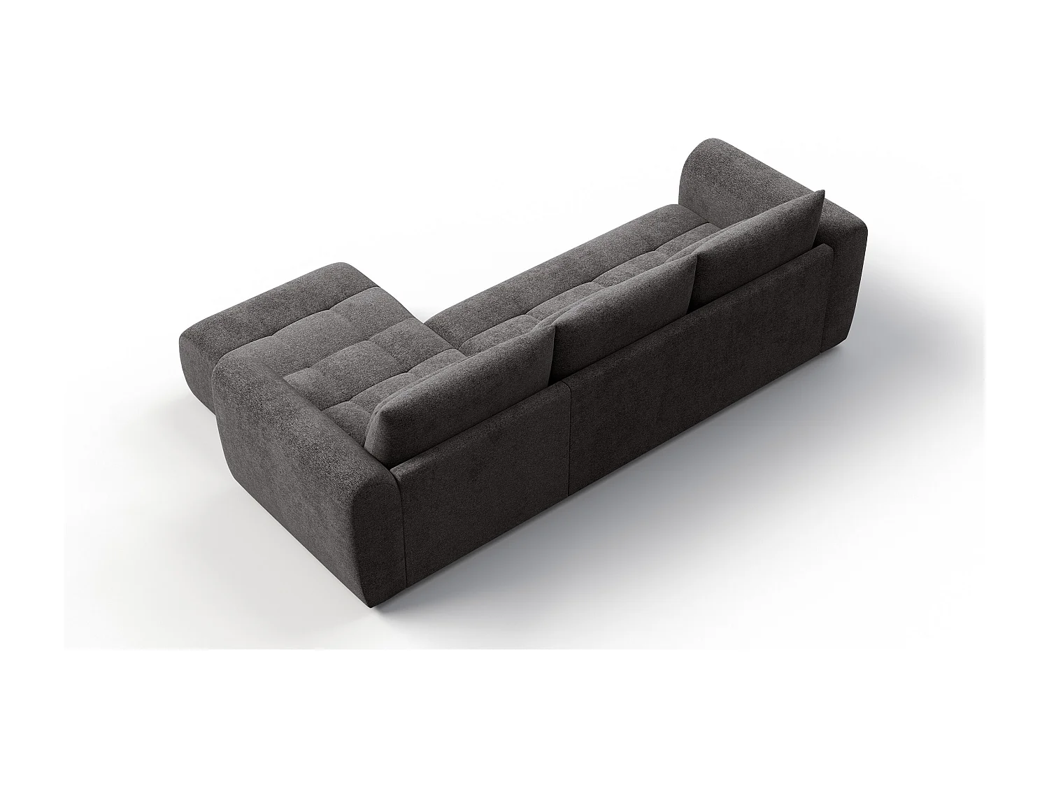 Canapé d'angle 4 places SORENO, tissu gris foncé