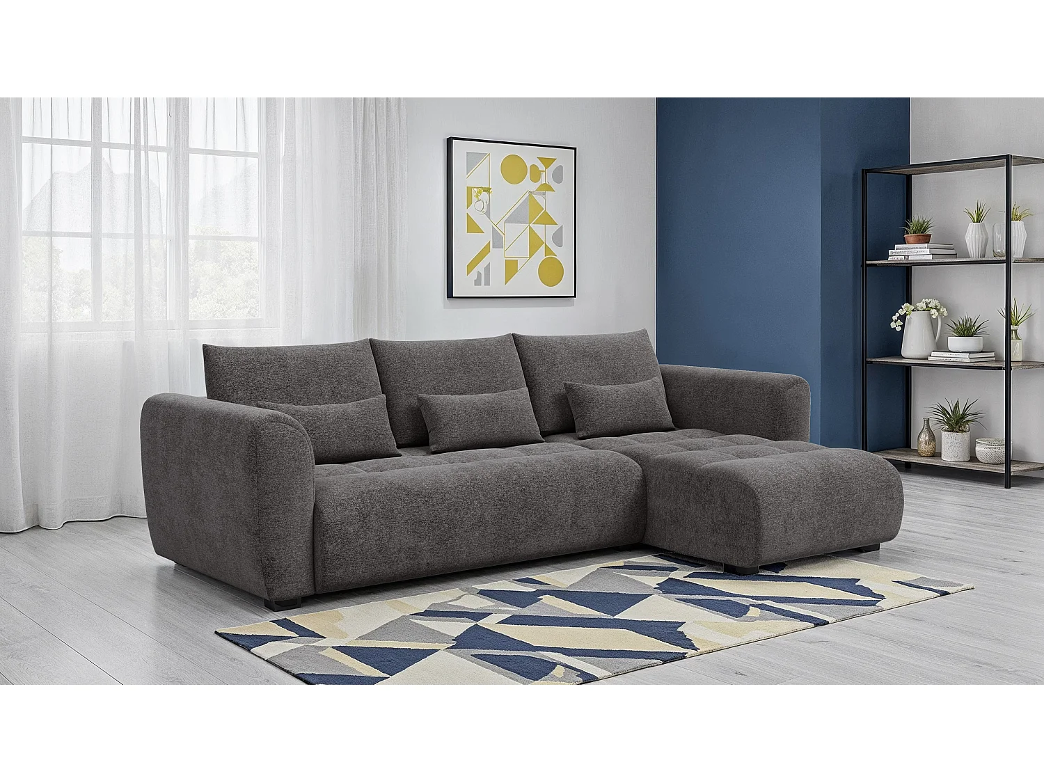 Ecksofa 4-Sitzer rechts SORENO, dunkelgrau