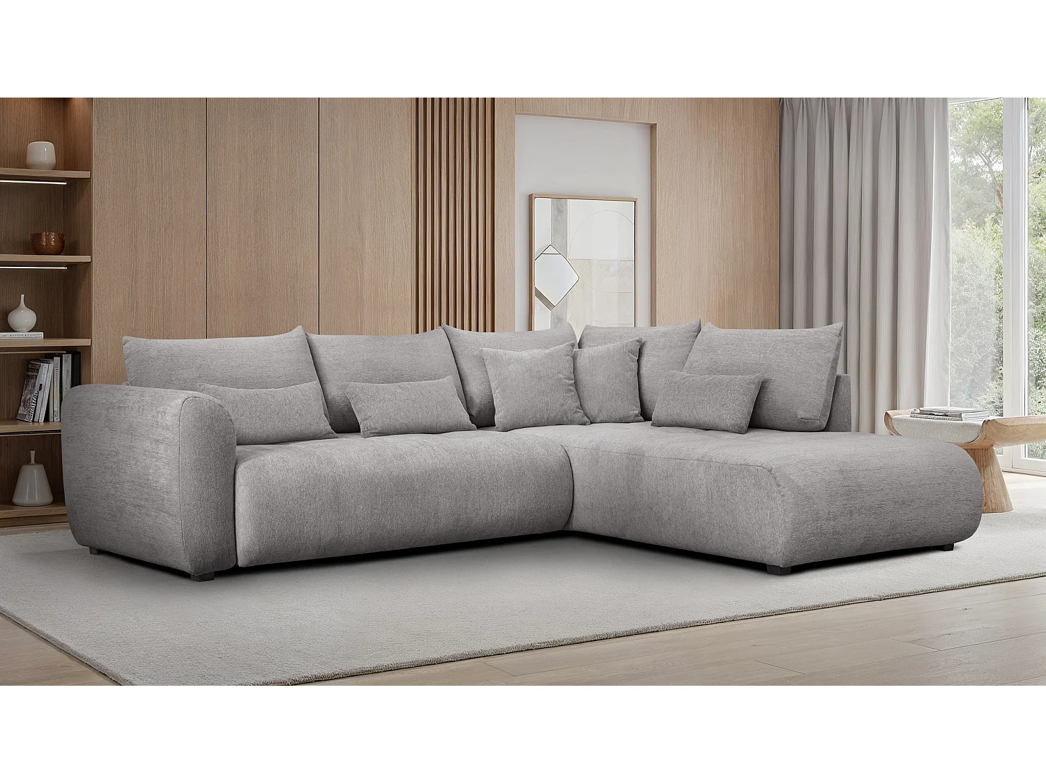 Ecksofa 5-Sitzer rechts SORENO, platingrau