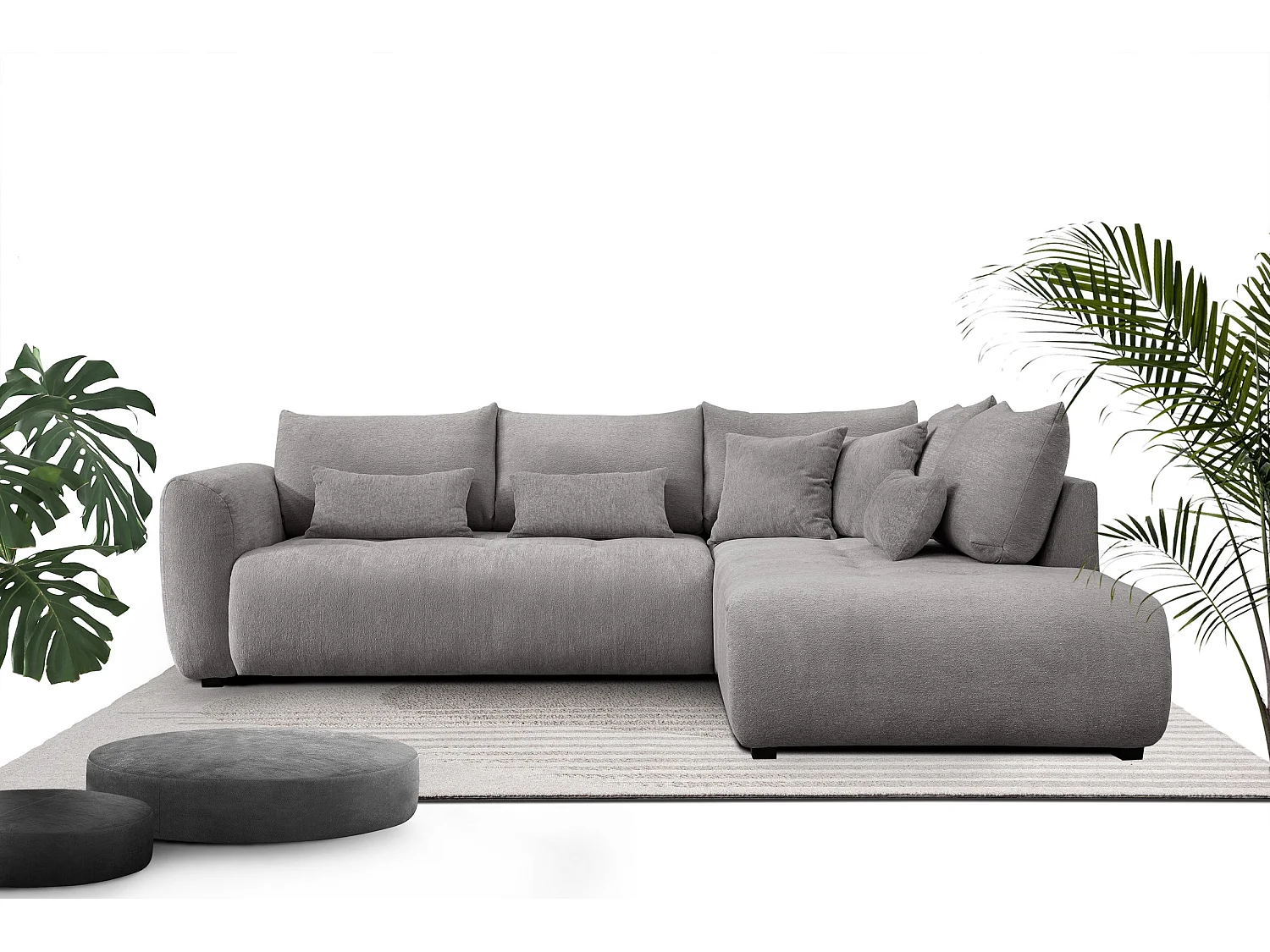 Ecksofa 5-Sitzer rechts SORENO, platingrau