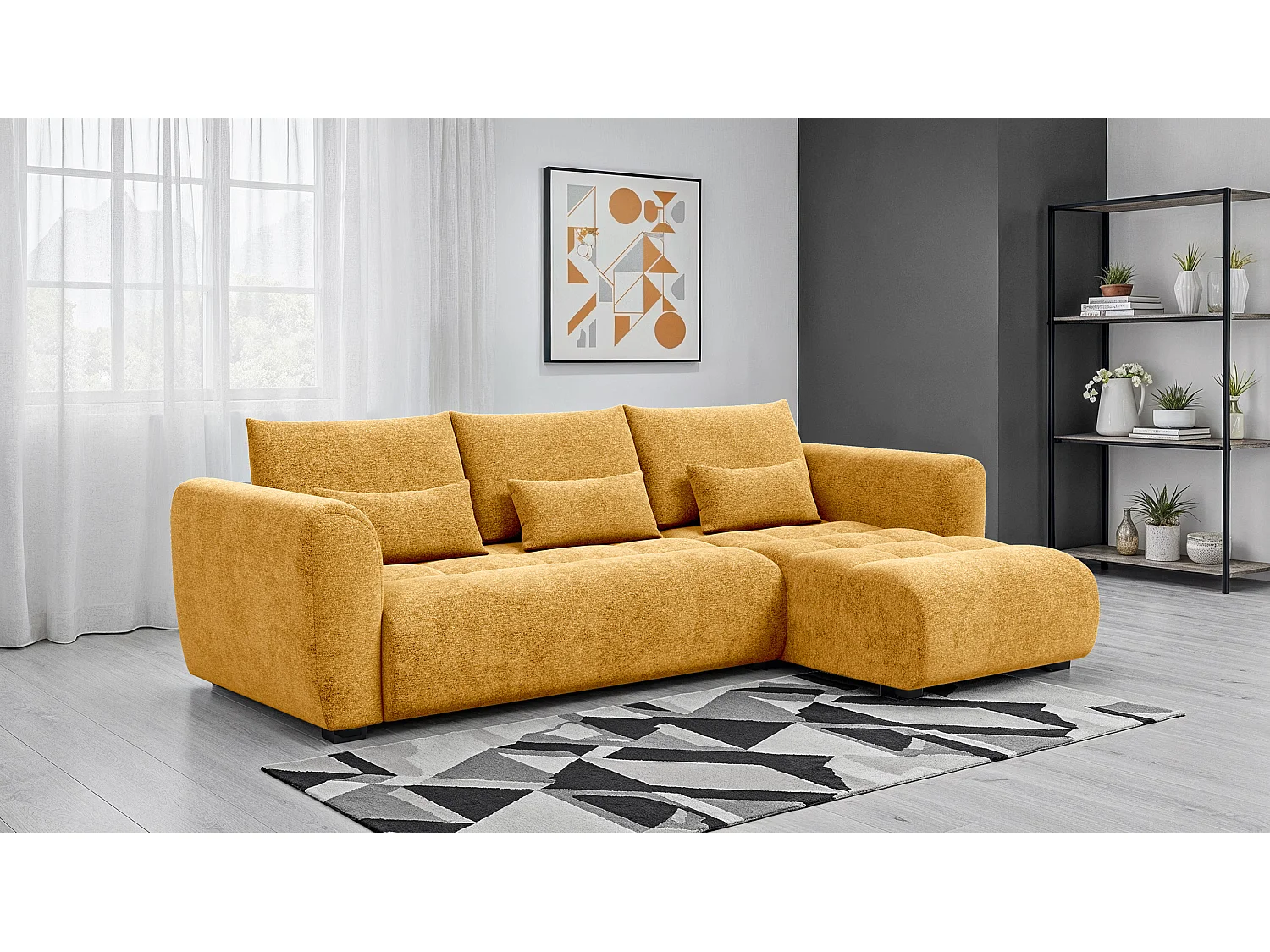 Ecksofa 4-Sitzer rechts SORENO, gelb