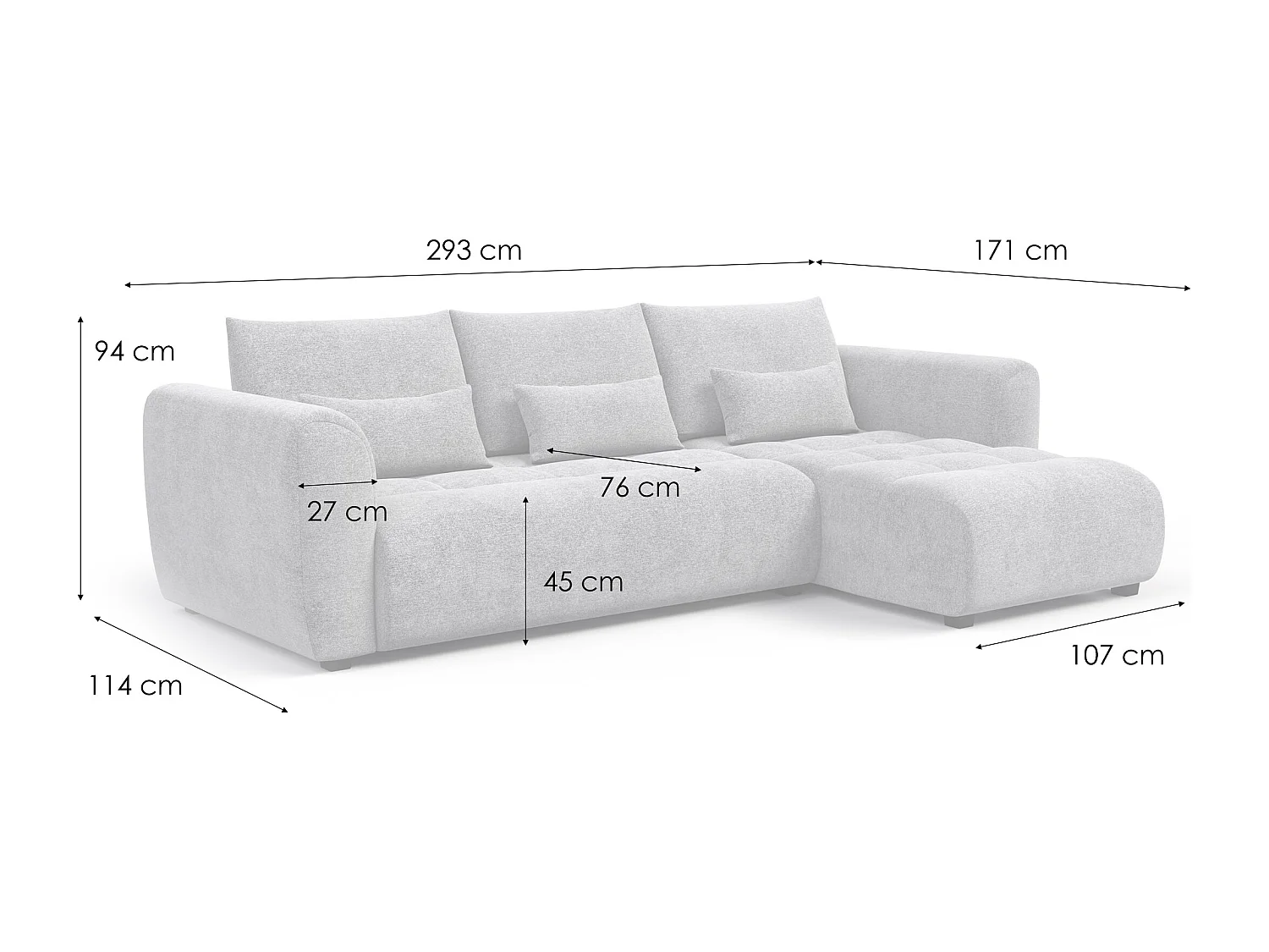 Ecksofa 4-Sitzer rechts SORENO, gelb