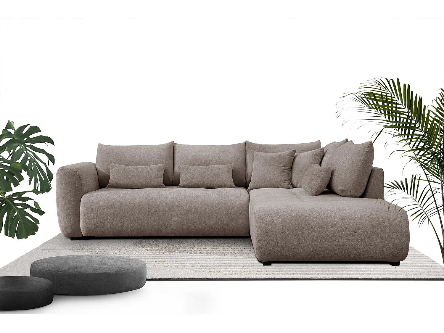 Ecksofa 5-Sitzer rechts SORENO, dunkelbeige