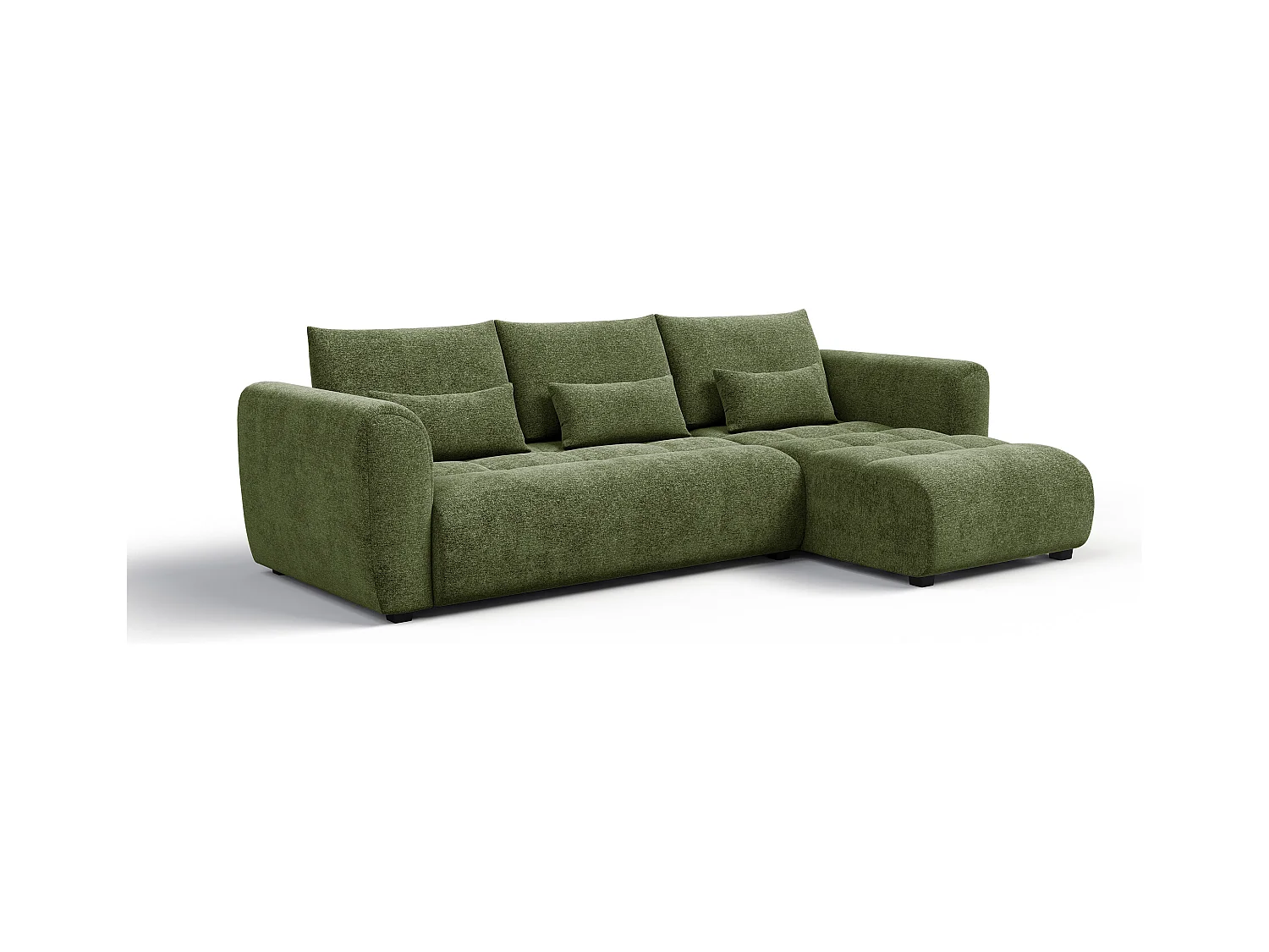 Canapé d'angle 4 places SORENO, tissu vert