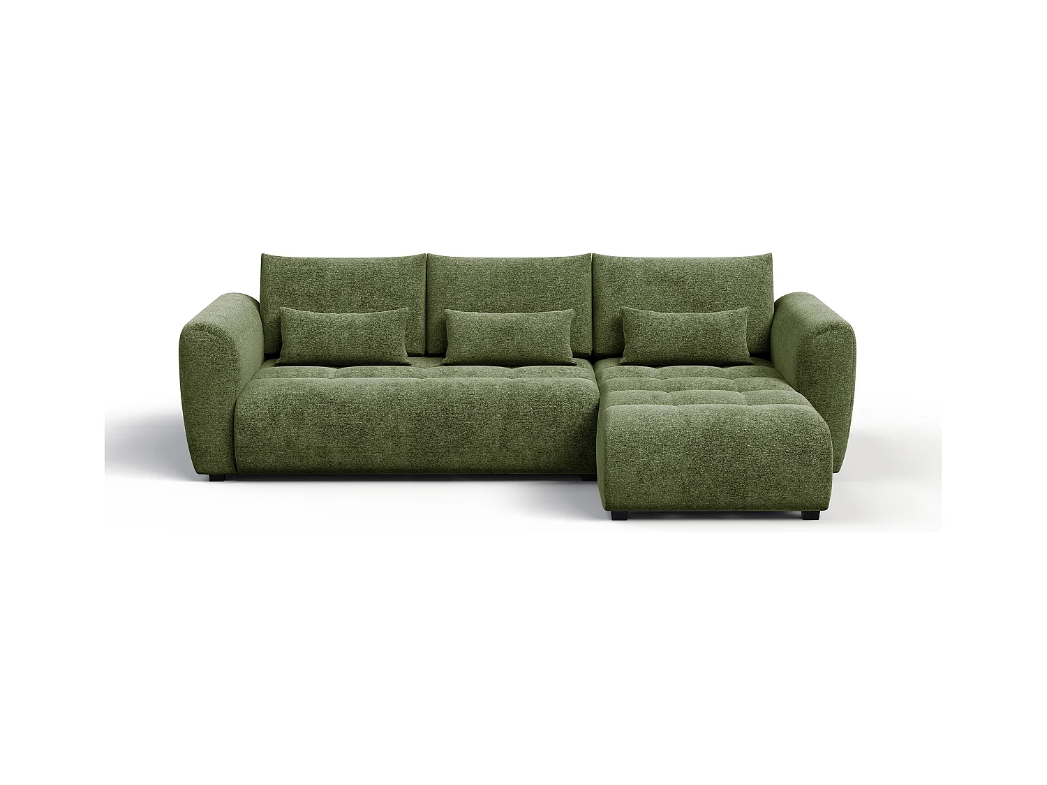 Canapé d'angle 4 places SORENO, tissu vert