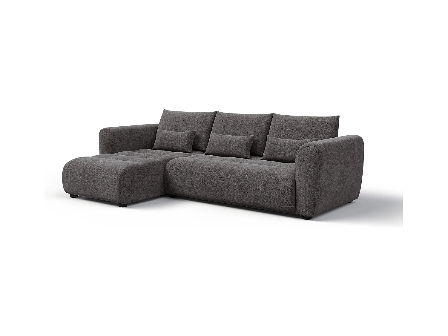 Canapé d'angle 4 places SORENO, tissu gris foncé