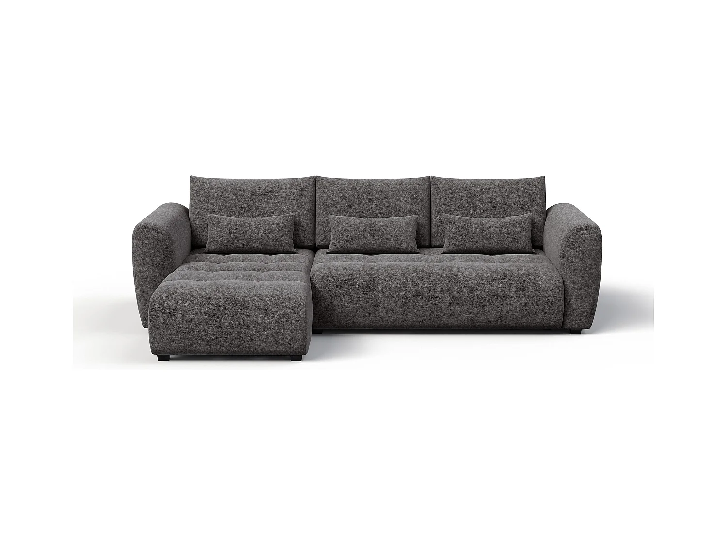 Canapé d'angle 4 places SORENO, tissu gris foncé