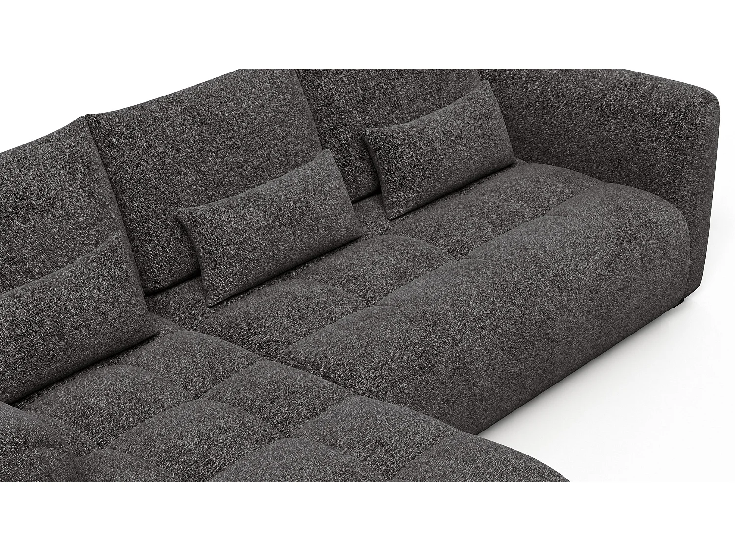 Canapé d'angle 4 places SORENO, tissu gris foncé