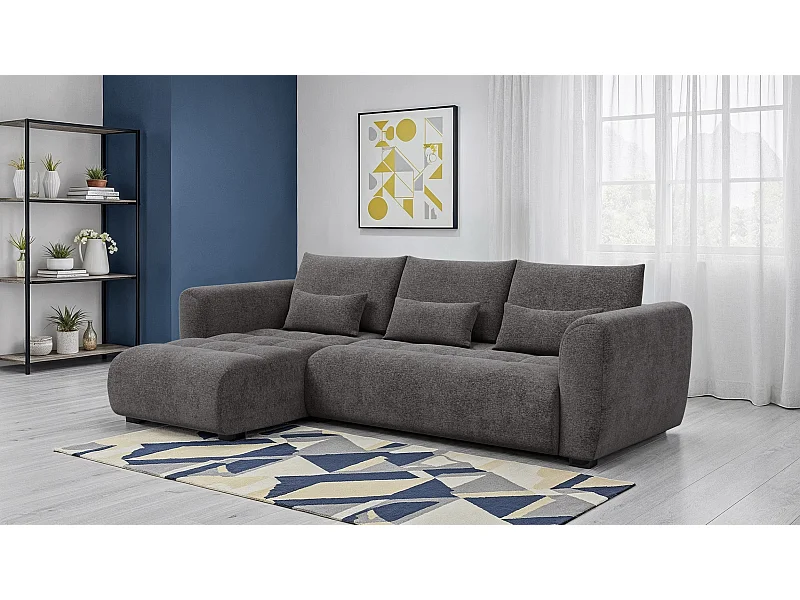 Ecksofa 4-Sitzer links SORENO, dunkelgrau