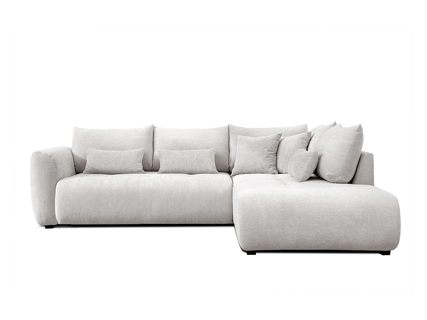 Canapé d'angle 5 places SORENO, tissu ecru