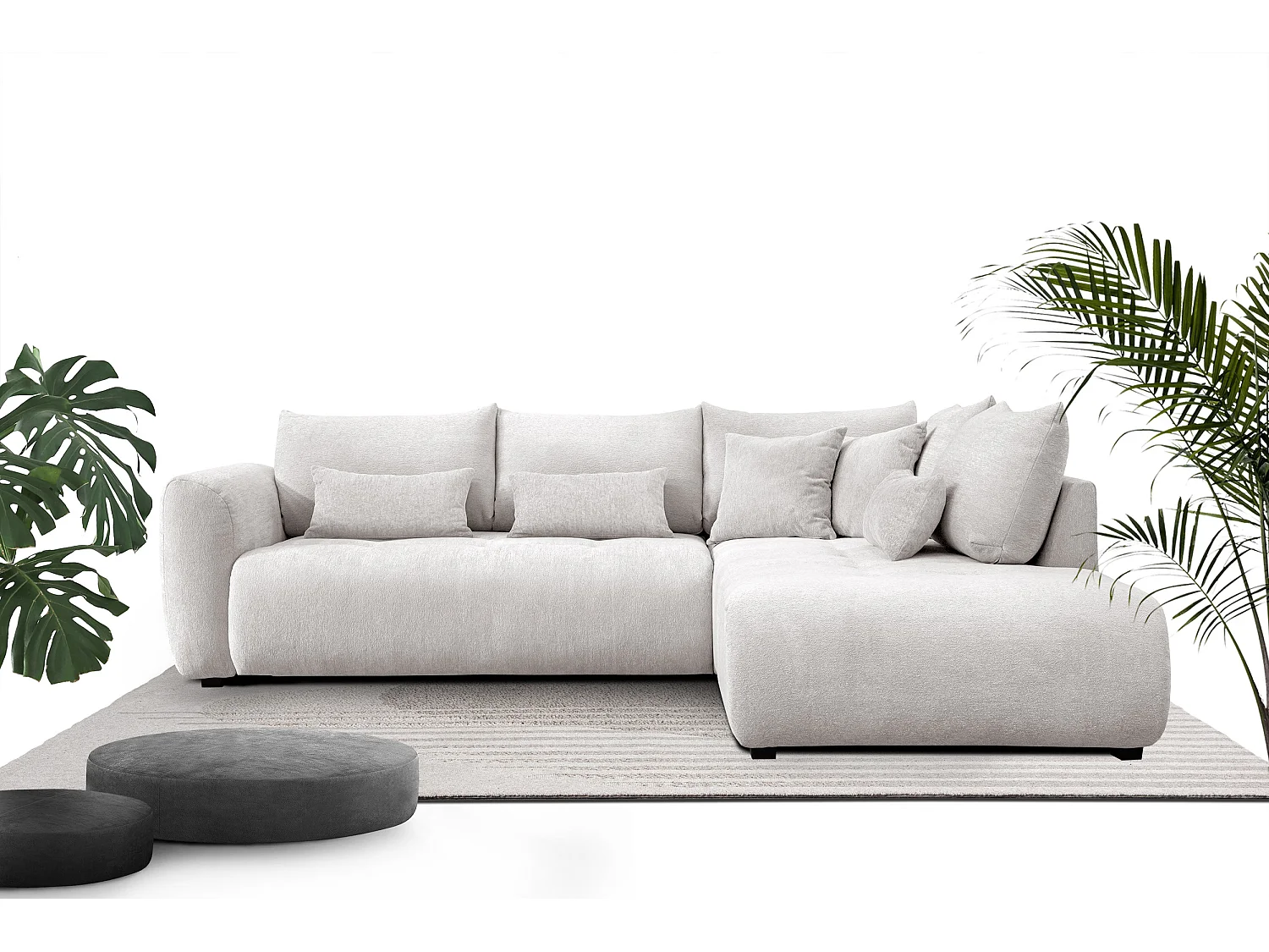 Ecksofa 5-Sitzer rechts SORENO, ecru