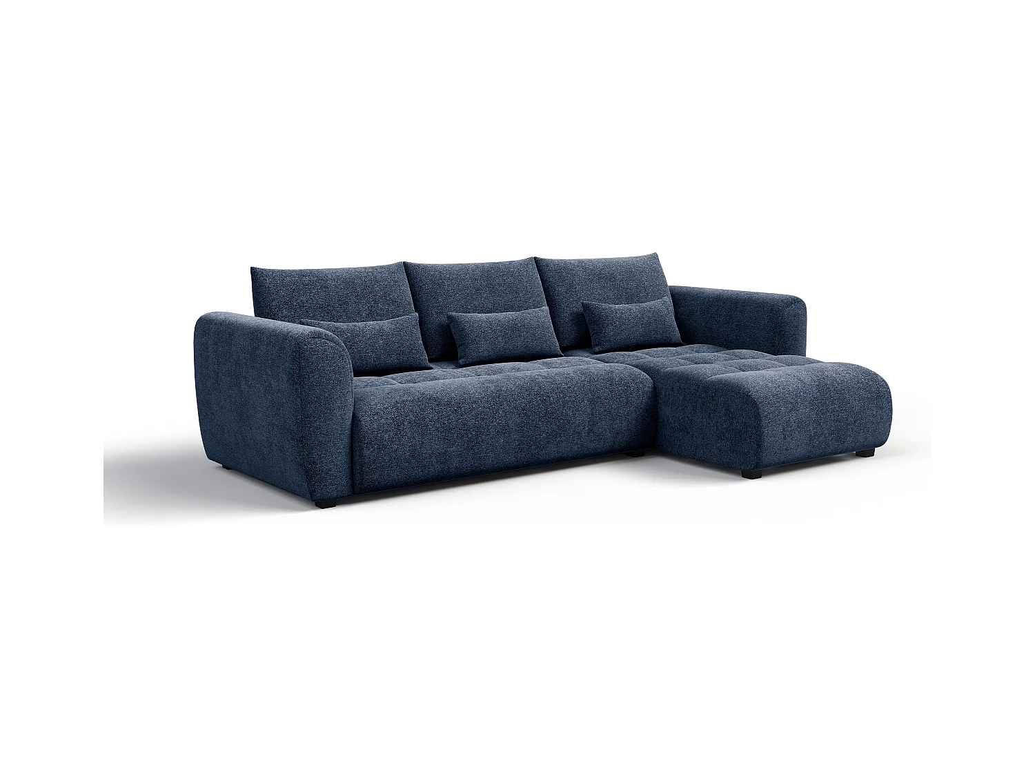 Canapé d'angle 4 places SORENO, tissu bleu marine