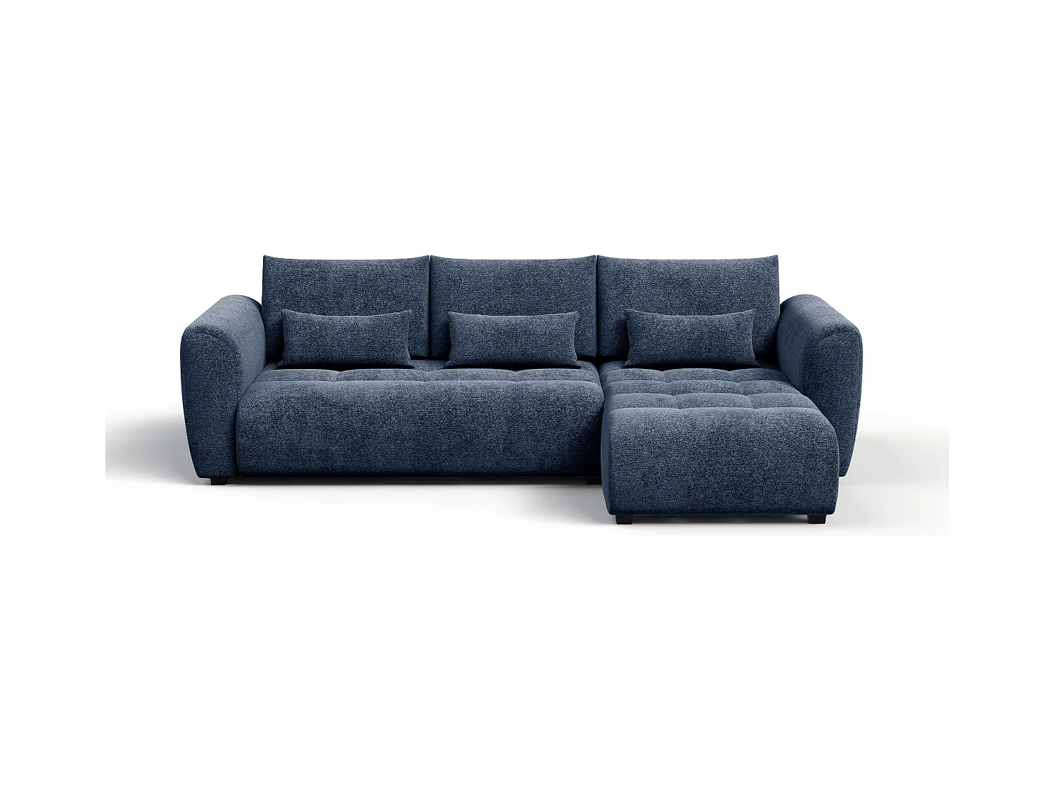 Canapé d'angle 4 places SORENO, tissu bleu marine