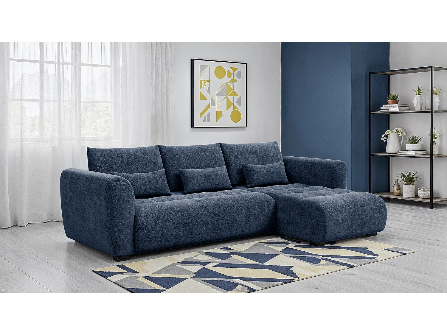 Ecksofa 4-Sitzer rechts SORENO, dunkelblau