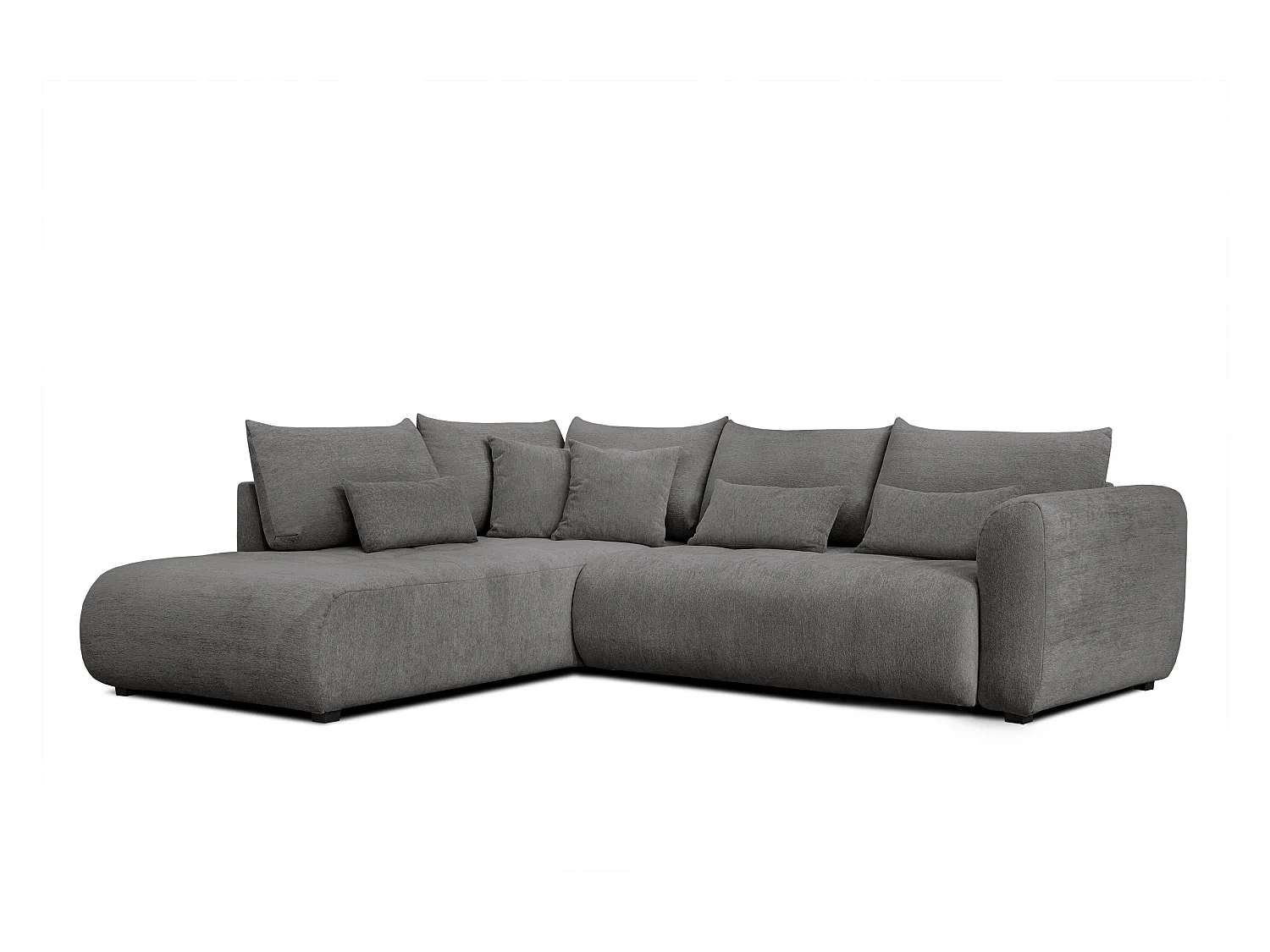 Canapé d'angle 5 places SORENO, tissu gris foncé