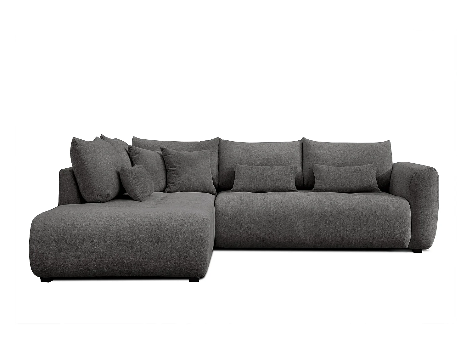 Canapé d'angle 5 places SORENO, tissu gris foncé