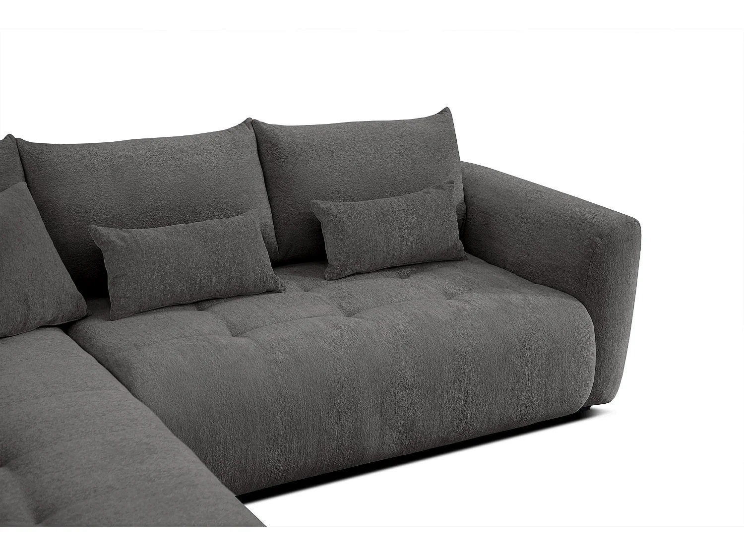 Canapé d'angle 5 places SORENO, tissu gris foncé