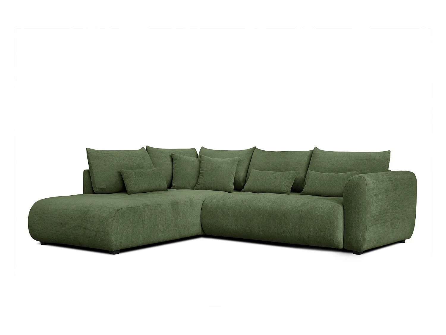 Canapé d'angle 5 places SORENO, tissu vert