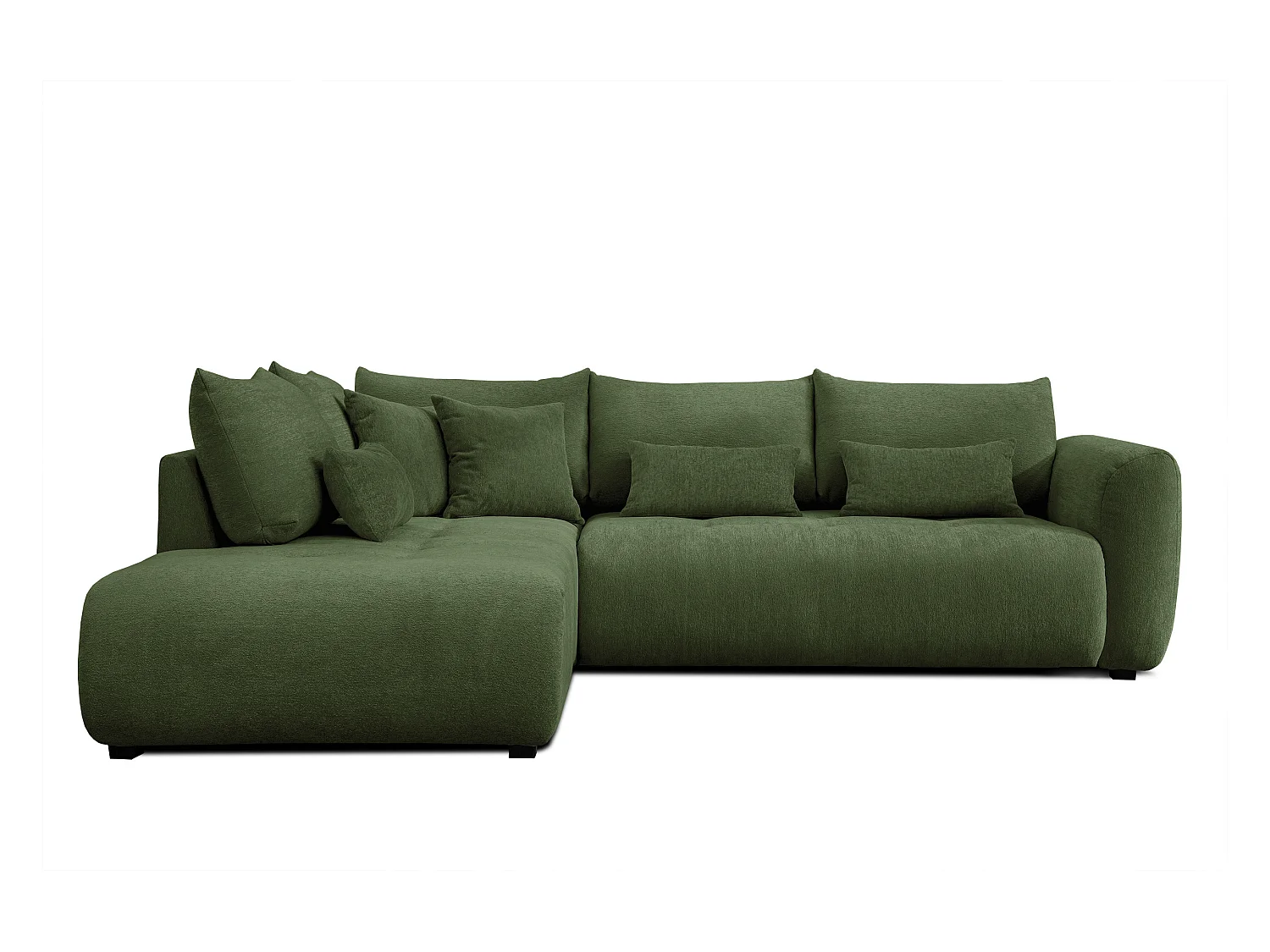 Canapé d'angle 5 places SORENO, tissu vert