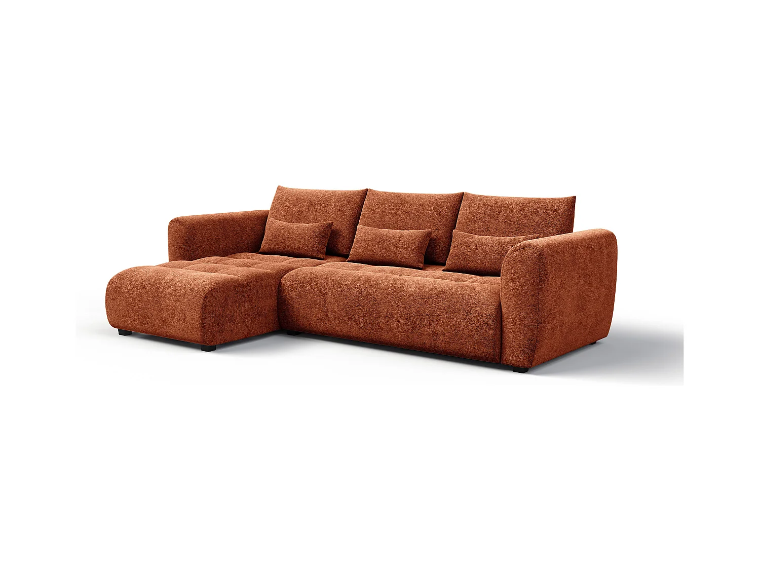 Canapé d'angle 4 places SORENO, tissu orange