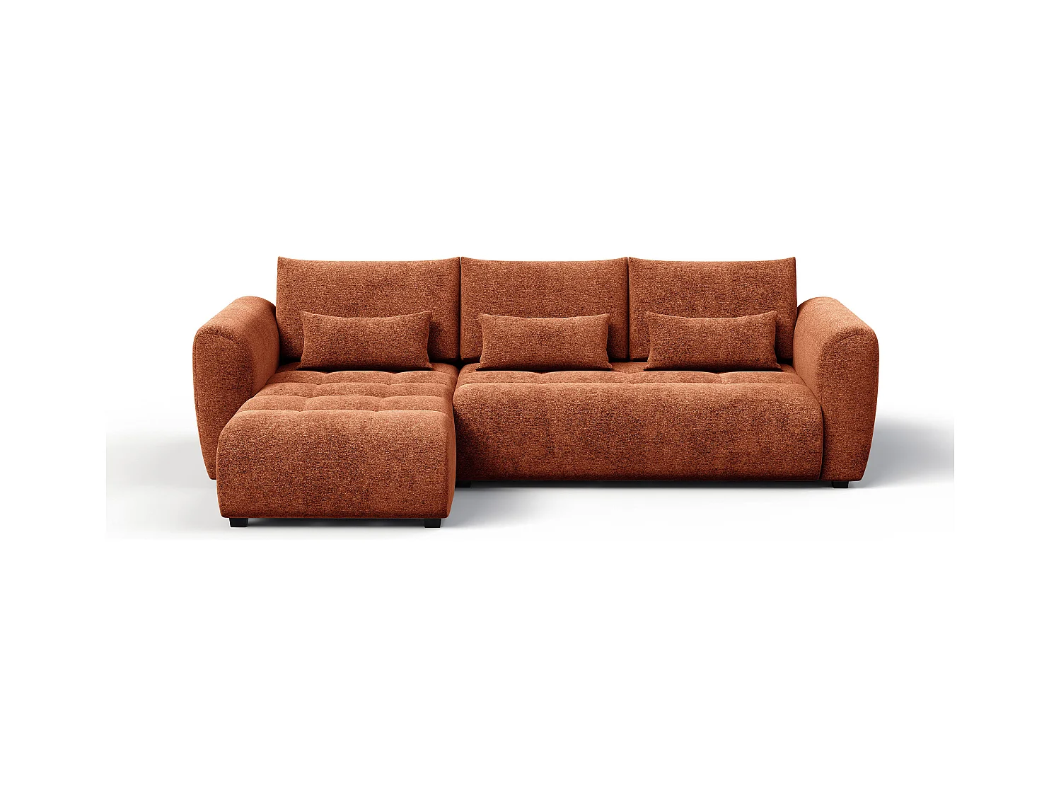 Canapé d'angle 4 places SORENO, tissu orange