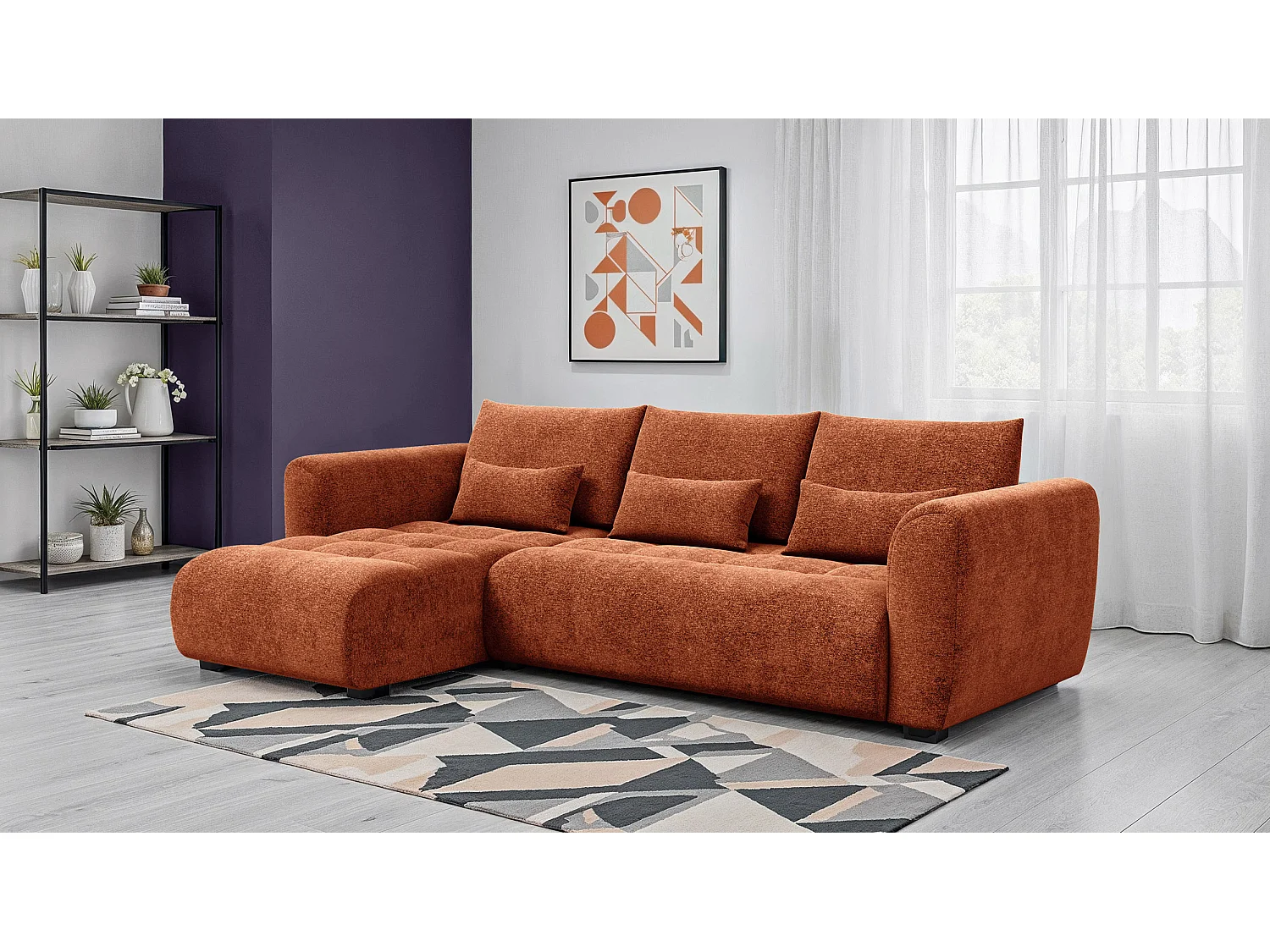 Ecksofa 4-Sitzer links SORENO, orange