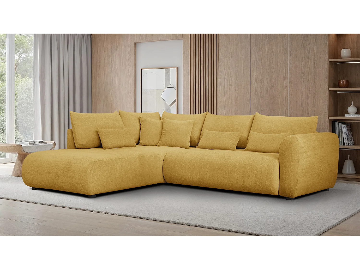 Ecksofa 5-Sitzer links SORENO, gelb