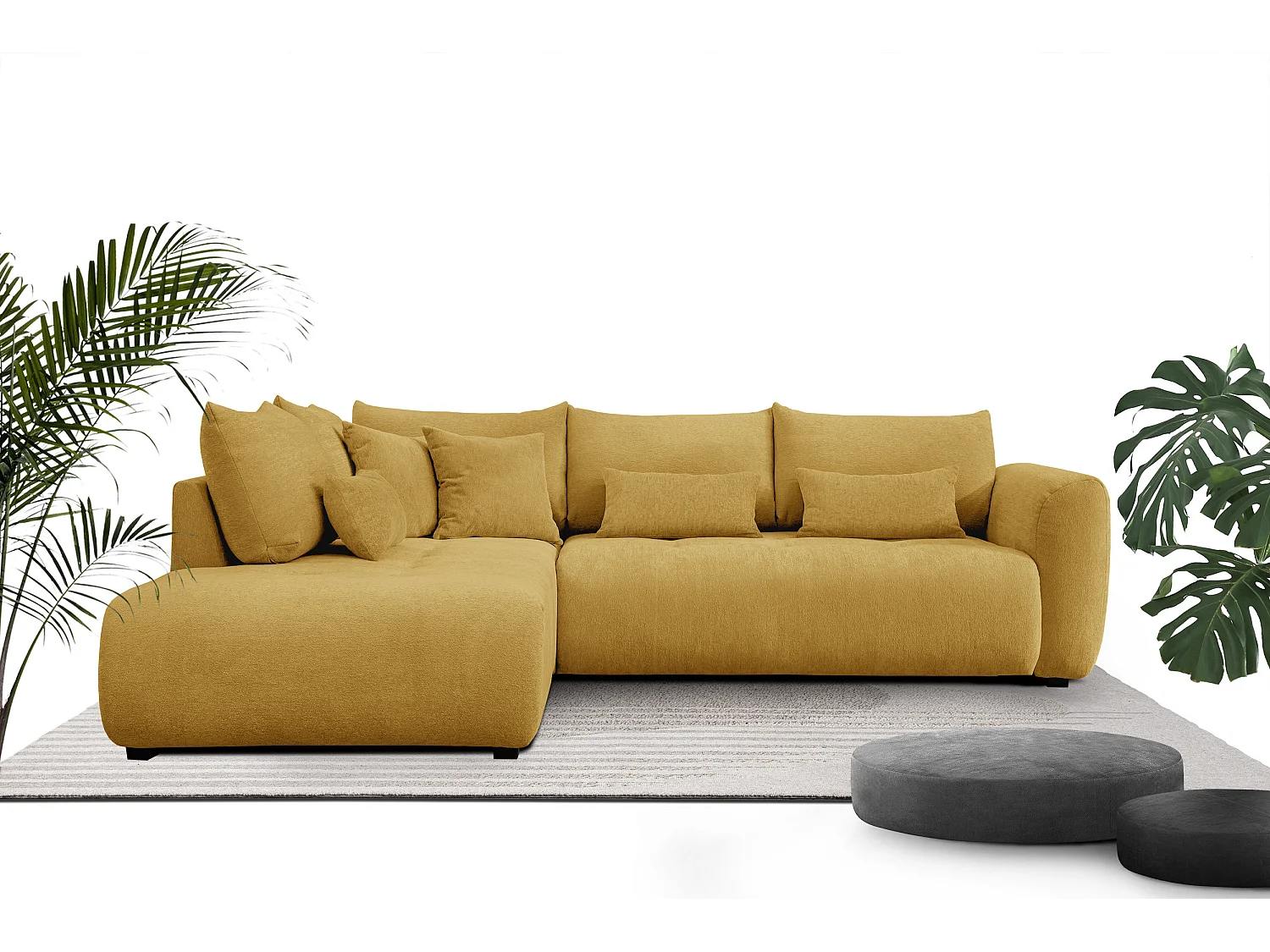 Ecksofa 5-Sitzer links SORENO, gelb