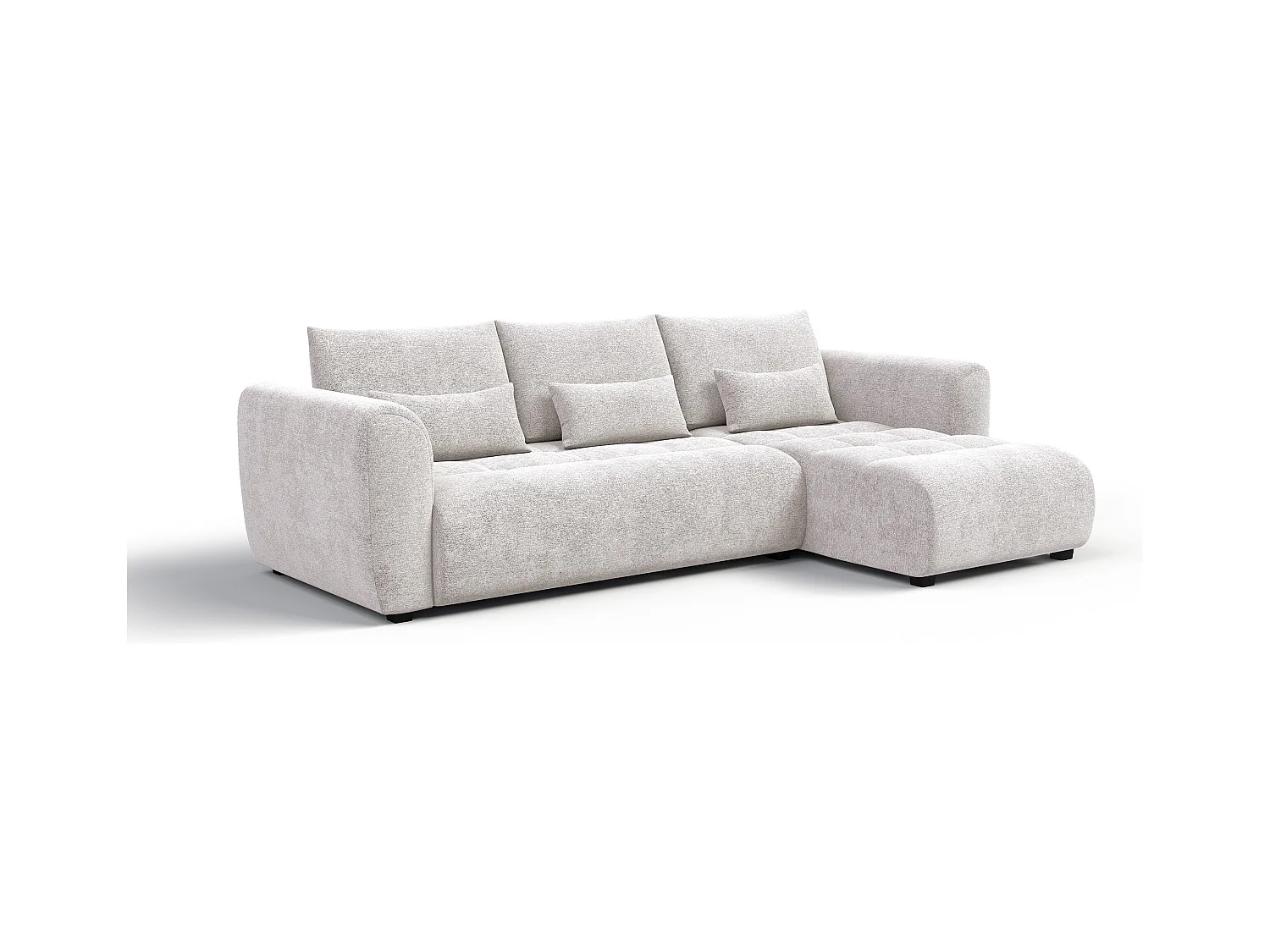 Canapé d'angle 4 places SORENO, tissu ecru