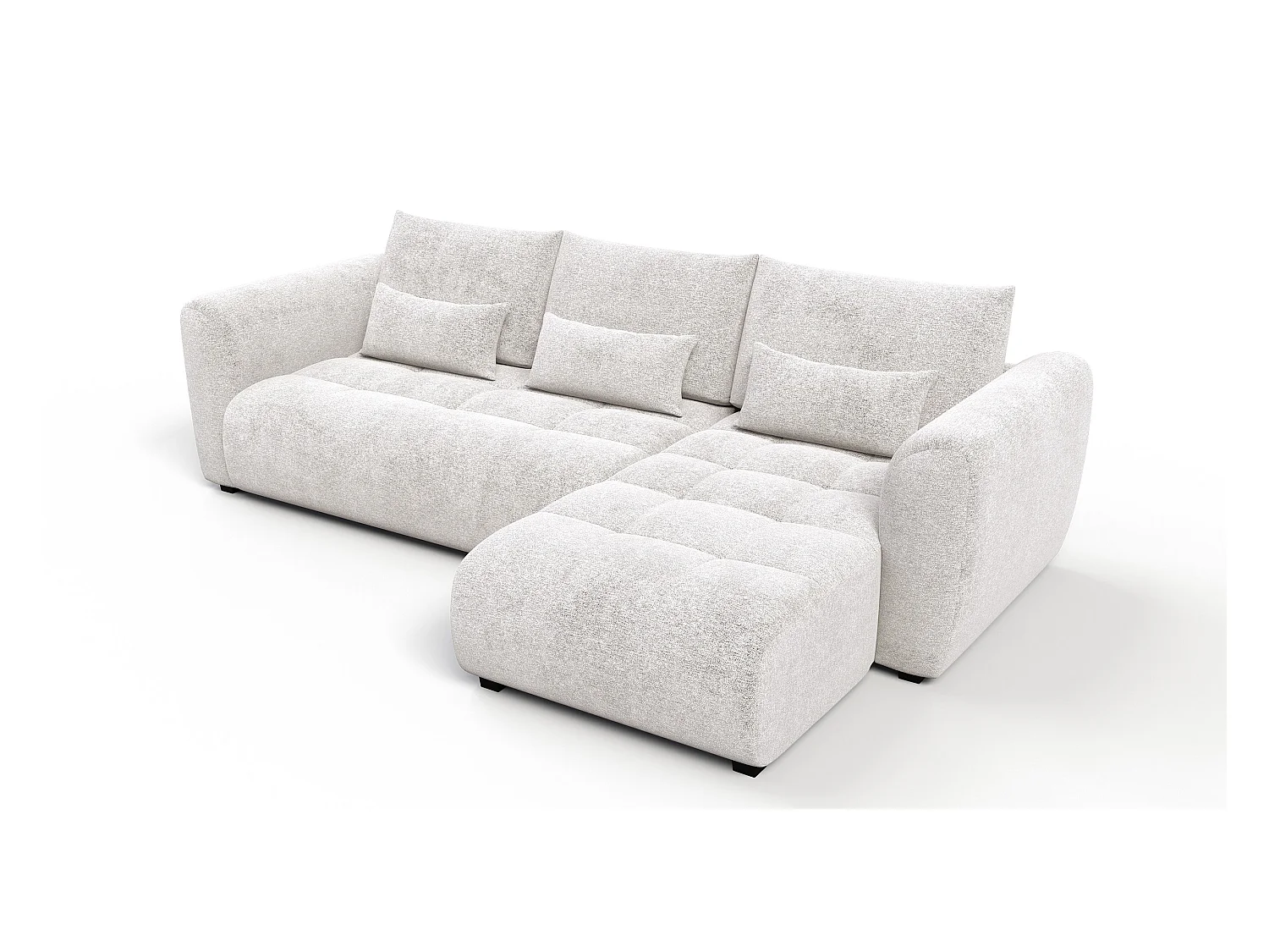 Canapé d'angle 4 places SORENO, tissu ecru
