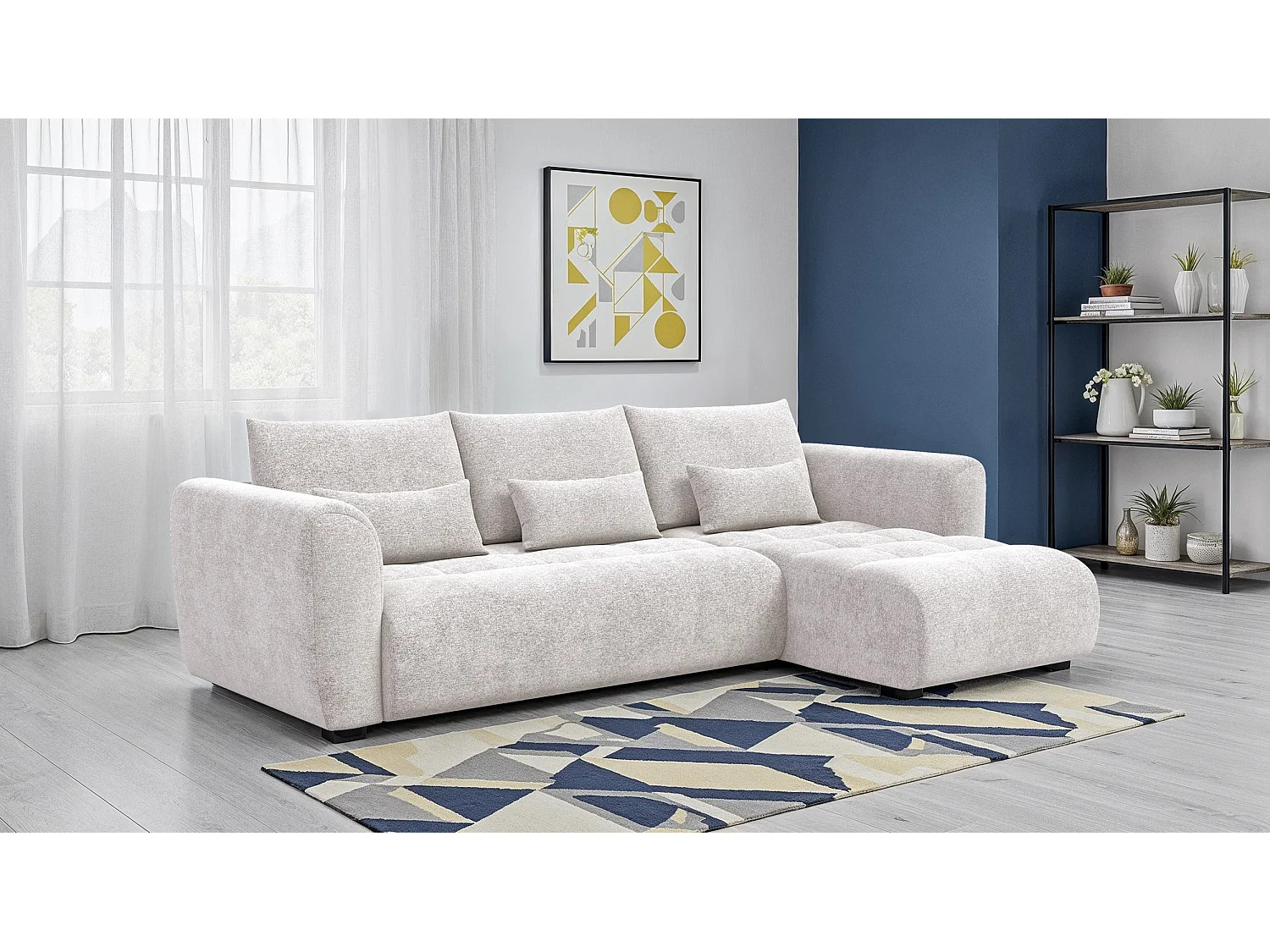 Ecksofa 4-Sitzer rechts SORENO, ecru