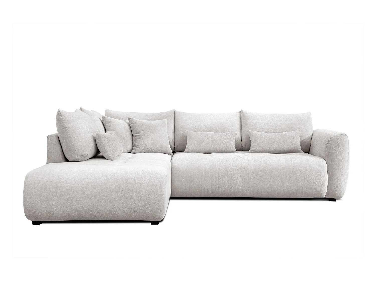 Canapé d'angle 5 places SORENO, tissu ecru