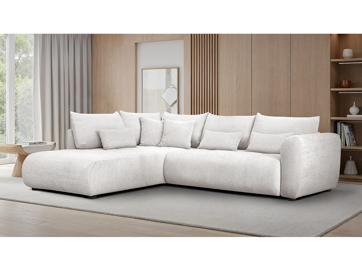 Ecksofa 5-Sitzer links SORENO, ecru